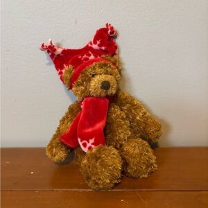 GUND “Oliver” Brown Bear with Red Festive Hat